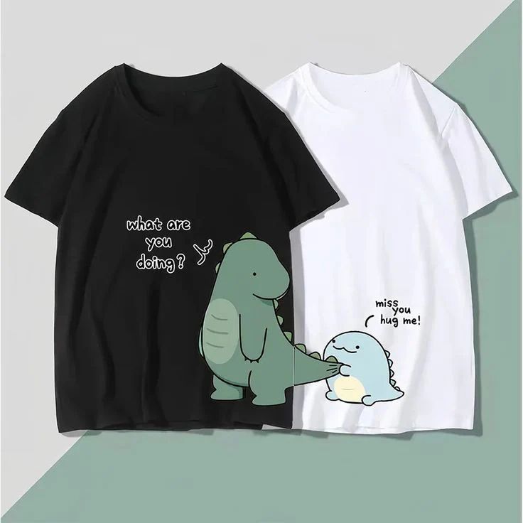 Pack of 2 - Cute Dinosaur Matching Couples T-shirt