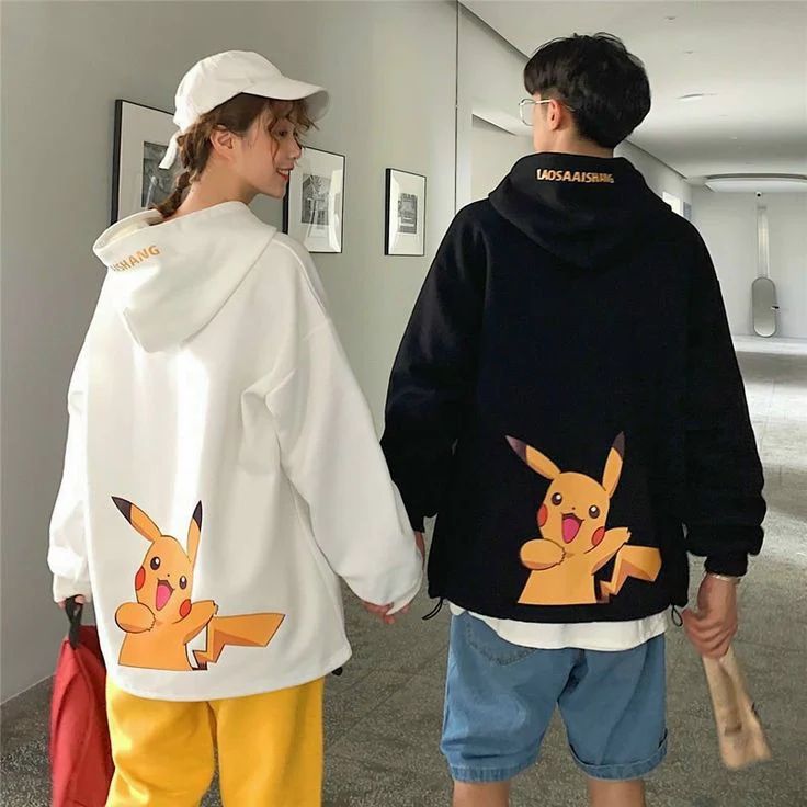 Cute Couples Matching Pikachu Printed Oversize Hoodie