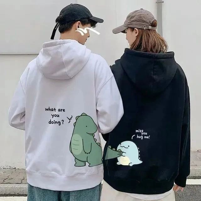 Matching Couples Dinosaur Printed Hoodie