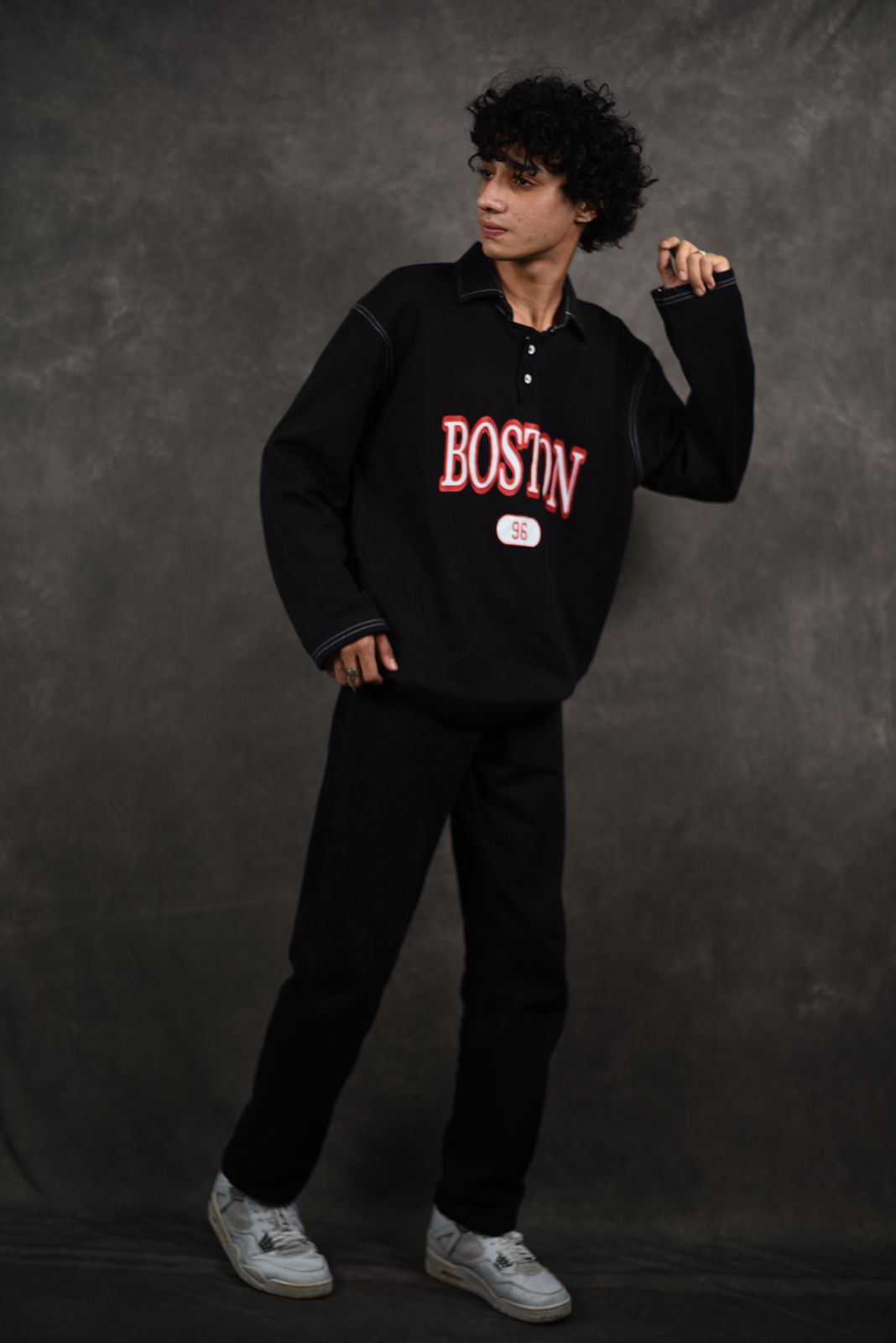 Boston Fleece Cotton Contrast Sweatshirt