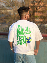 Load image into Gallery viewer, Rule The World White Cotton Oversized T-shirt
