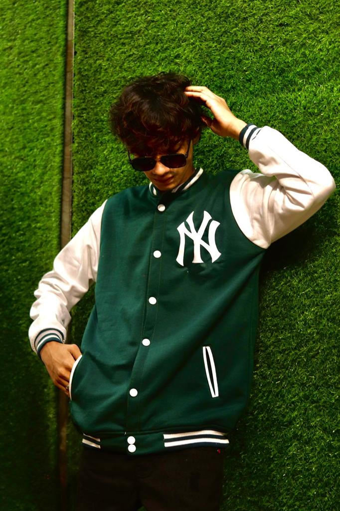 Green NYC Thick Cotton Sleeves Varsity™ Jacket