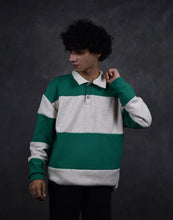 Load image into Gallery viewer, Green Colour Block Oversized Collar Sweatshirt
