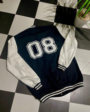 Load image into Gallery viewer, Black and White  Varsity™ Jacket with letter P
